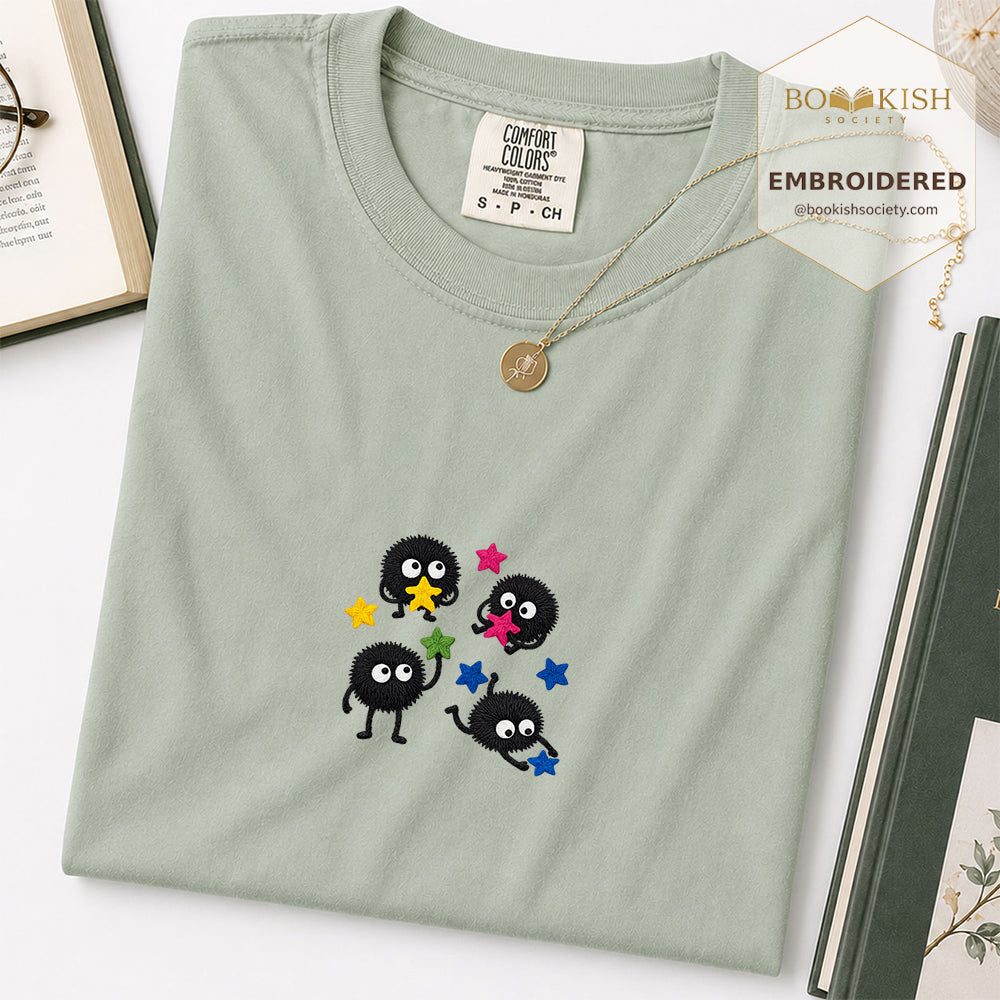 Embroidered Sprite Catching Star Candy Comfort Color ® T-shirt Book Lover Gift bay