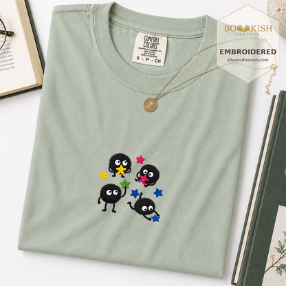 Embroidered Sprite Catching Star Candy Comfort Color ® T-shirt Book Lover Gift bay