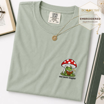 Embroidered One More Chapter Comfort Color ® T-shirt Book Lover Gift Bay