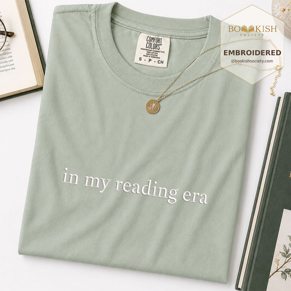 Embroidered In My Reading Era Comfort Color ® T-shirt Book Lover Gift Bay