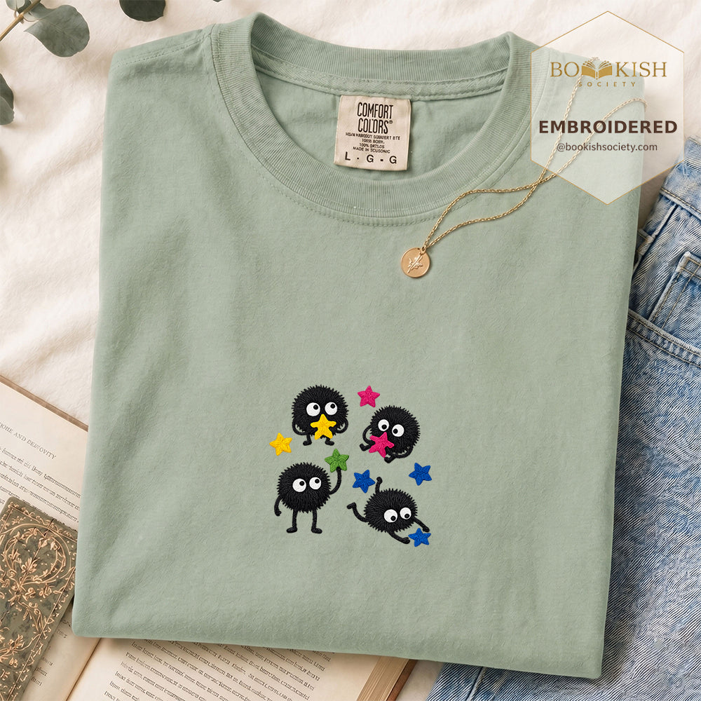 Embroidered Sprite Catching Star Candy Comfort Color ® T-shirt Book Lover Gift bay