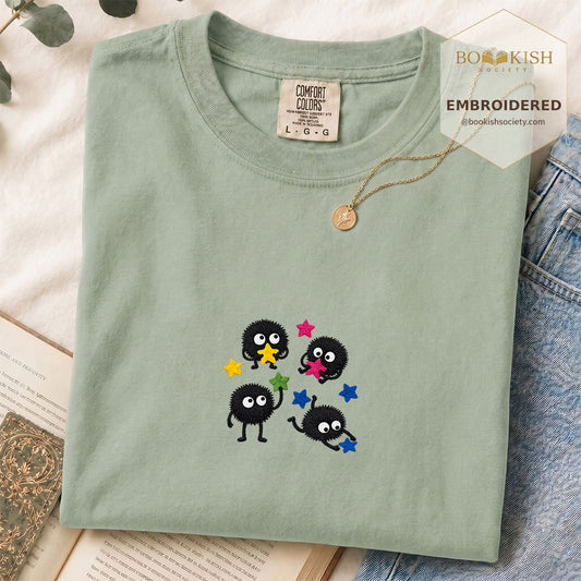 Embroidered Sprite Catching Star Candy Comfort Color ® T-shirt Book Lover Gift bay