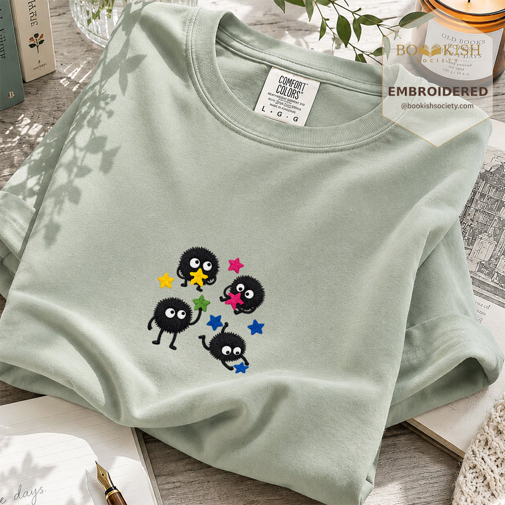 Embroidered Sprite Catching Star Candy Comfort Color ® T-shirt Book Lover Gift bay