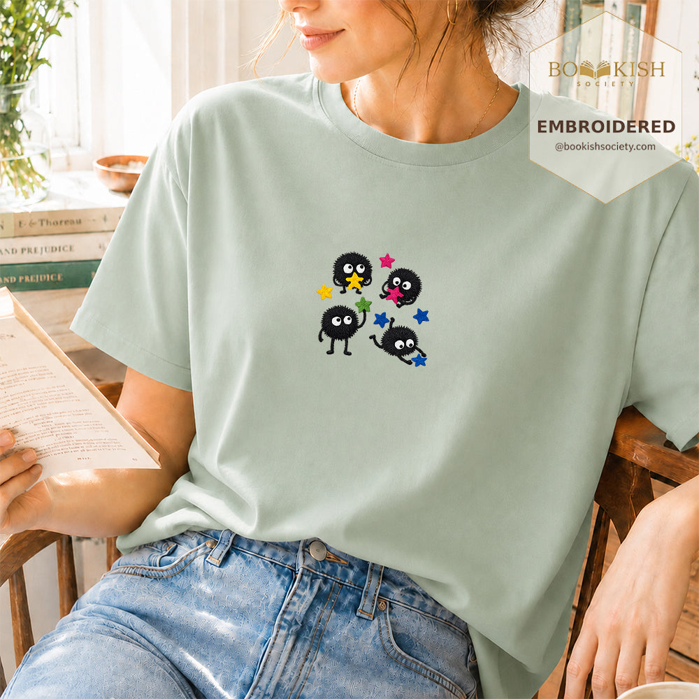 Embroidered Sprite Catching Star Candy Comfort Color ® T-shirt Book Lover Gift bay