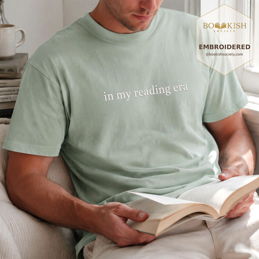 Embroidered In My Reading Era Comfort Color ® T-shirt Book Lover Gift Bay