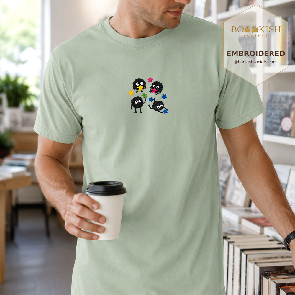 Embroidered Sprite Catching Star Candy Comfort Color ® T-shirt Book Lover Gift bay