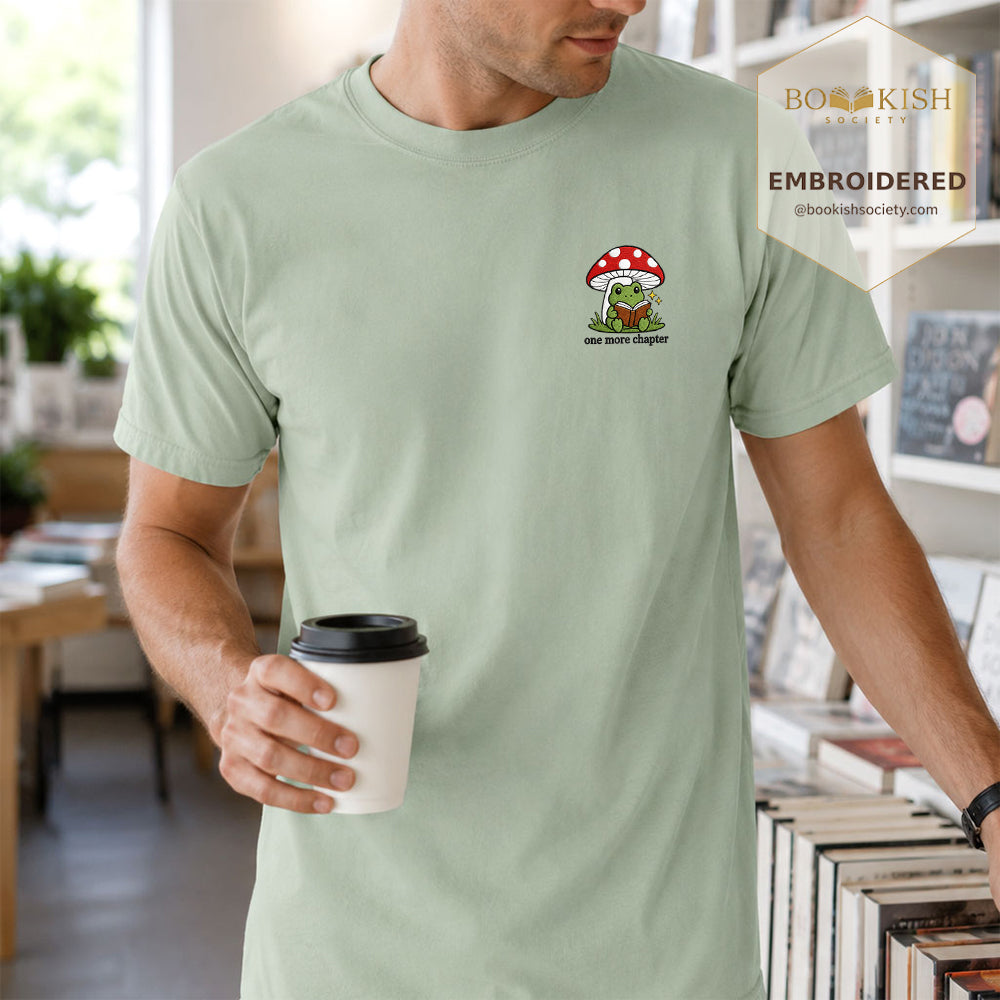 Embroidered One More Chapter Comfort Color ® T-shirt Book Lover Gift Bay