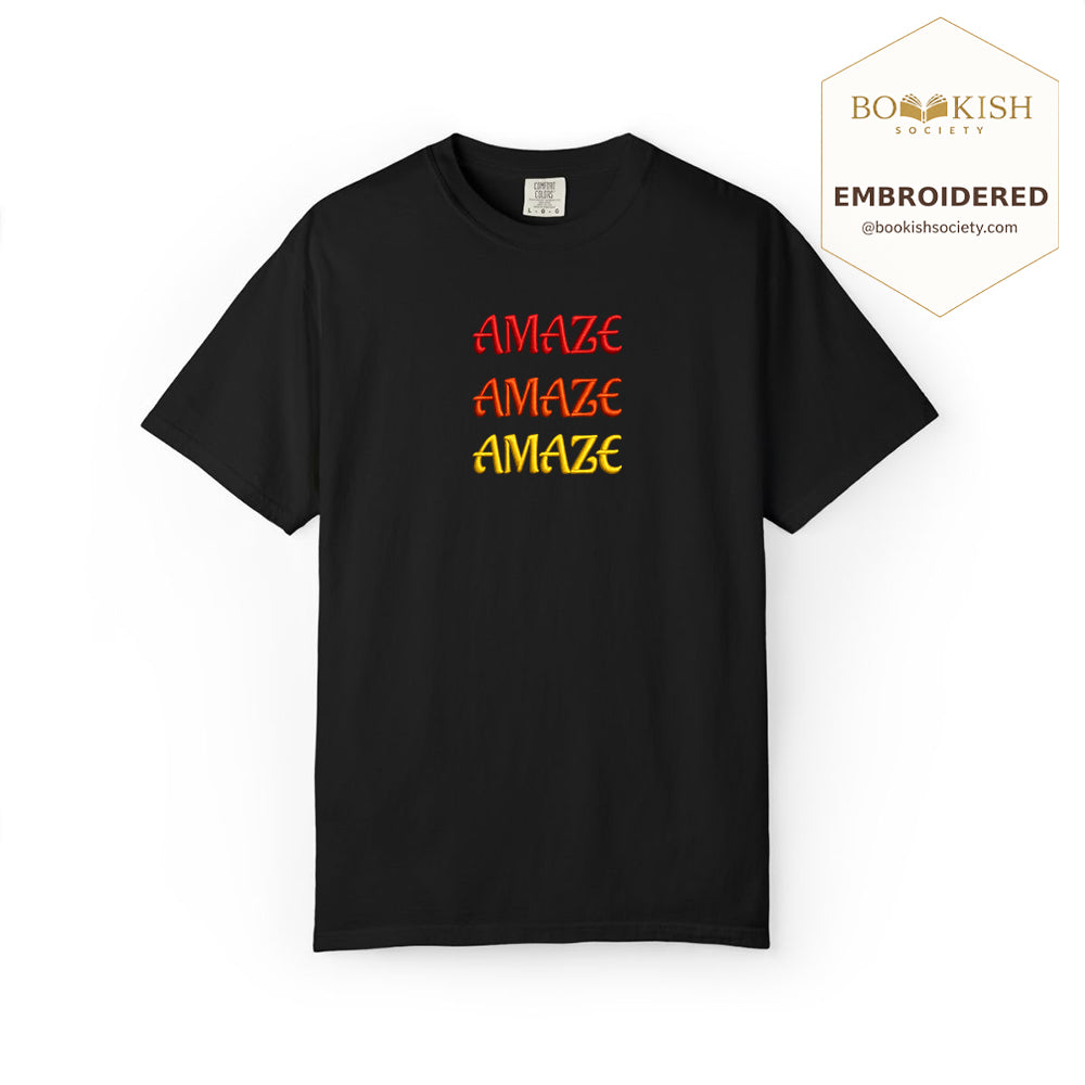 Embroidered Amaze Amaze Amaze Comfort Color ® T-shirt Book Lover Gift Black
