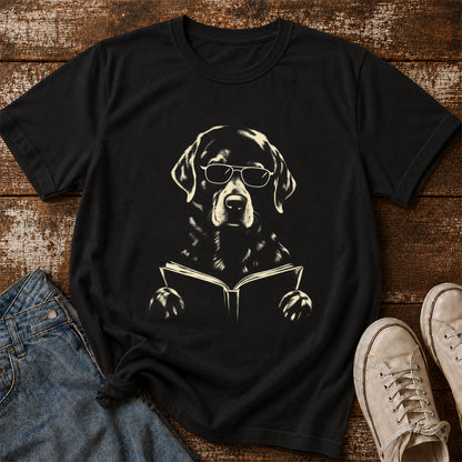 Labrador Retriever Reading Book Softstyle T-Shirt | Book Lover Gift Black