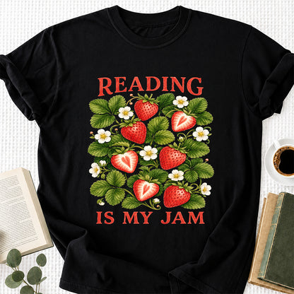 Reading Is My Jam Softstyle T-Shirt | Book Lover Gift Black