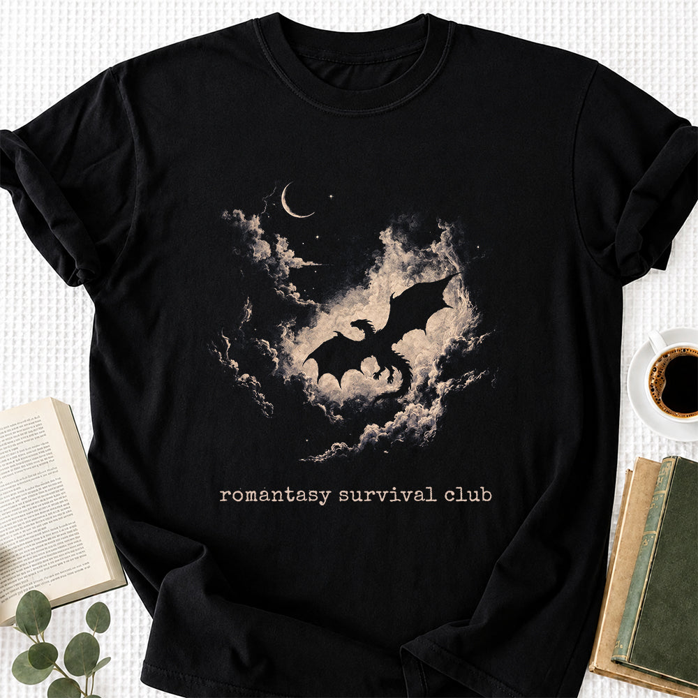 Fantasy Dragon Clouds Softstyle T-Shirt | Book Lover Gift Black