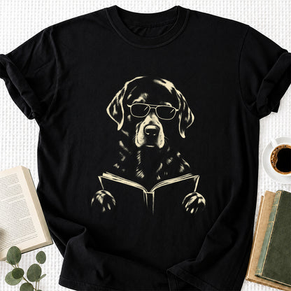 Labrador Retriever Reading Book Softstyle T-Shirt | Book Lover Gift Black