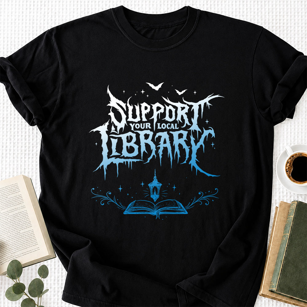 Support Your Local Library Softstyle T-Shirt | Book Lover Gift Black