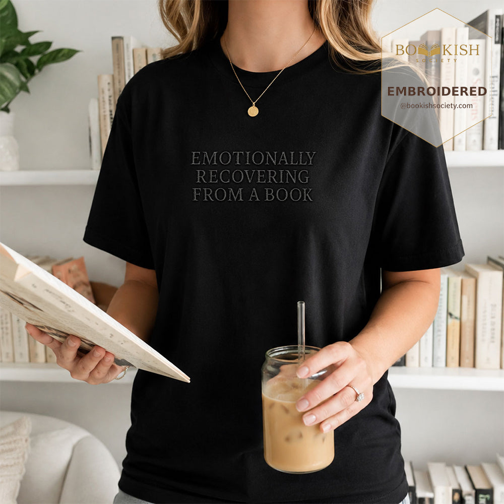 Embroidered Emotionally Recovering From a Book Comfort Color ® T-shirt Book Lover Gift Black