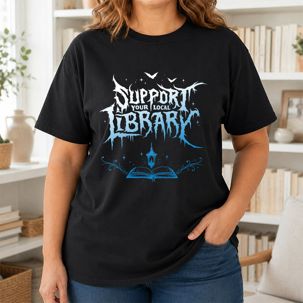 Support Your Local Library Softstyle T-Shirt | Book Lover Gift Black