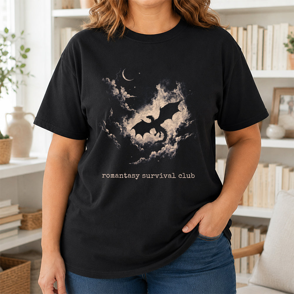 Fantasy Dragon Clouds Softstyle T-Shirt | Book Lover Gift Black