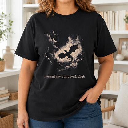 Fantasy Dragon Clouds Softstyle T-Shirt | Book Lover Gift Black
