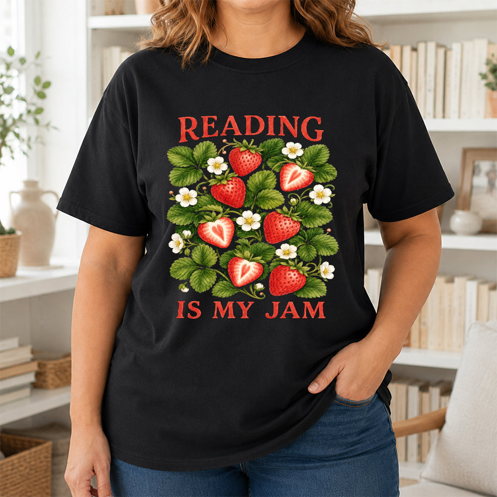 Reading Is My Jam Softstyle T-Shirt | Book Lover Gift Black