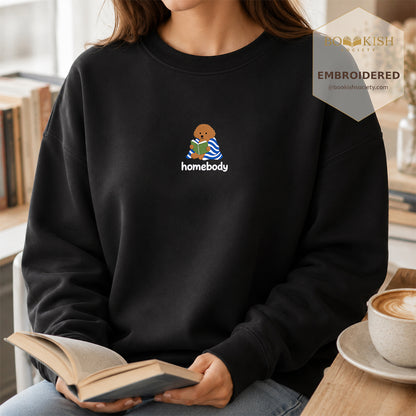 Homebody Poodle Embroidered Sweatshirt | Reader Gift Black
