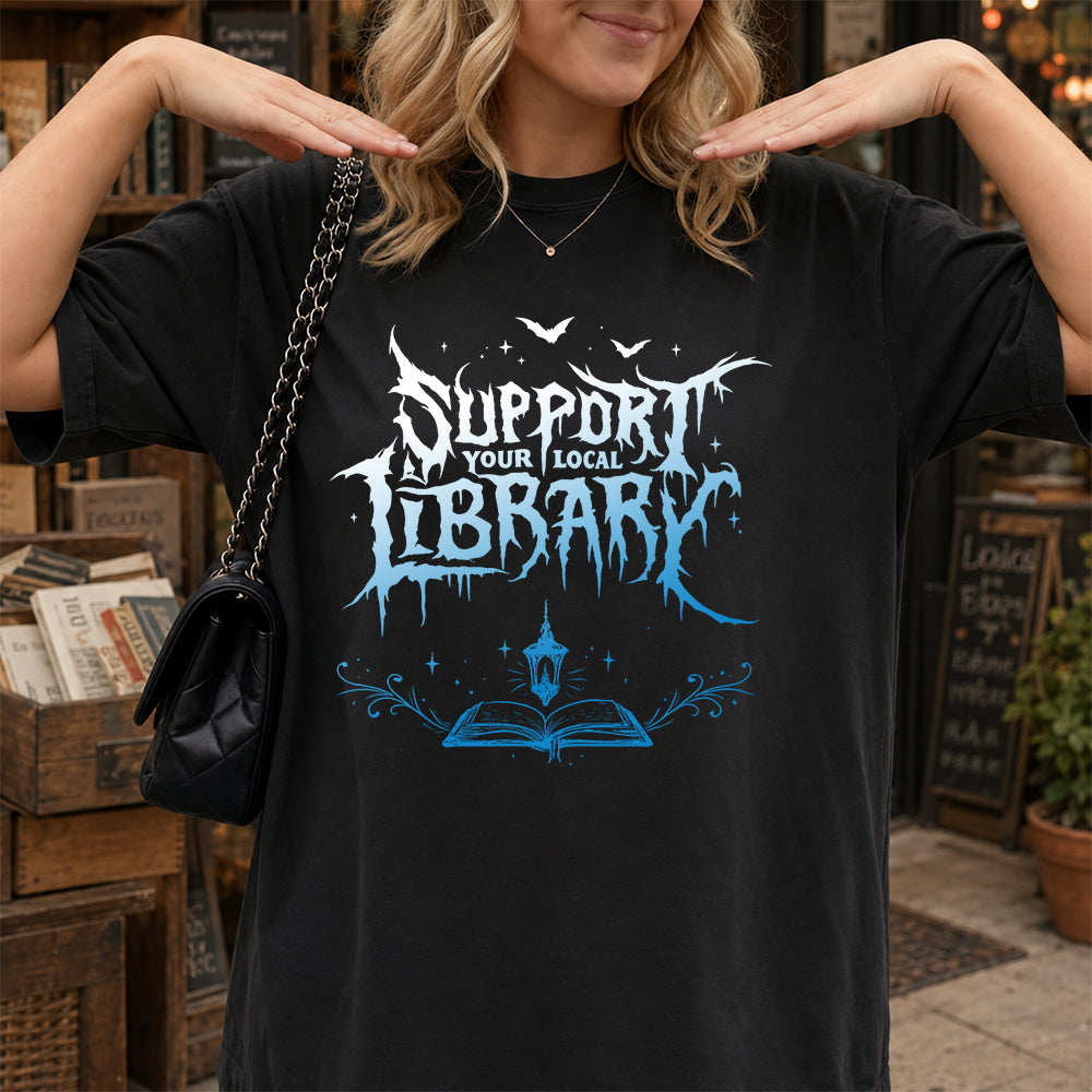 Support Your Local Library Softstyle T-Shirt | Book Lover Gift Black