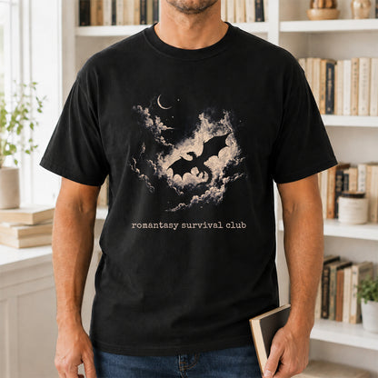 Fantasy Dragon Clouds Softstyle T-Shirt | Book Lover Gift Black