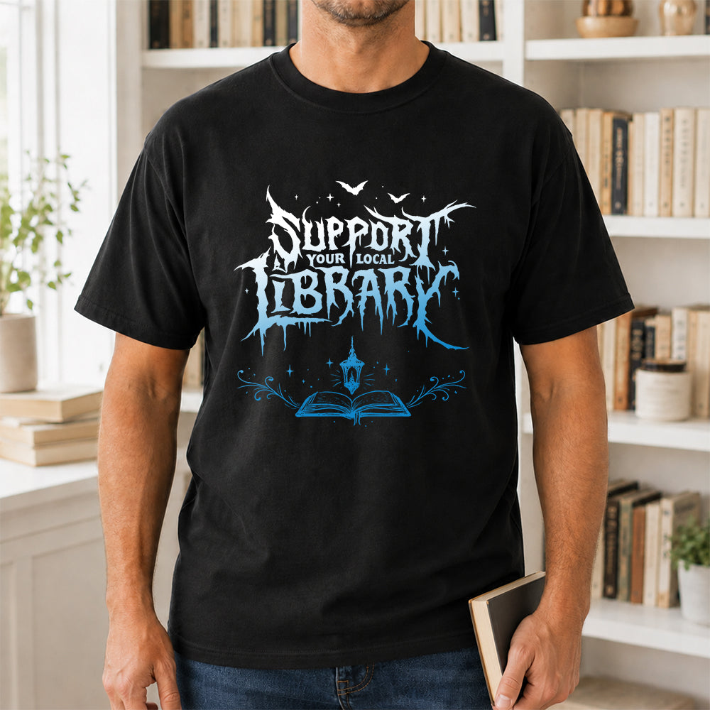 Support Your Local Library Softstyle T-Shirt | Book Lover Gift Black