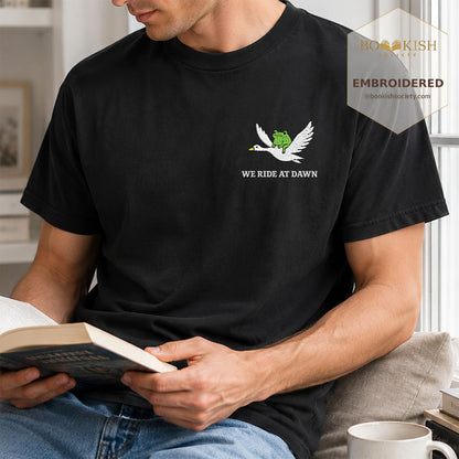 Embroidered We Ride at Dawn Comfort Color ® T-shirt Book Lover Gift Black
