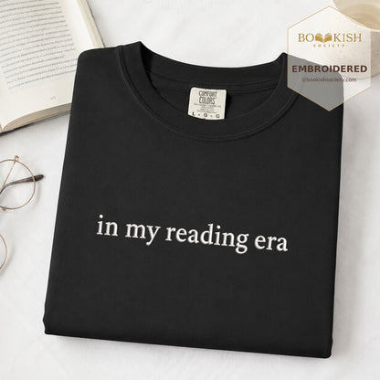 Embroidered In My Reading Era Comfort Color ® T-shirt Book Lover Gift Black
