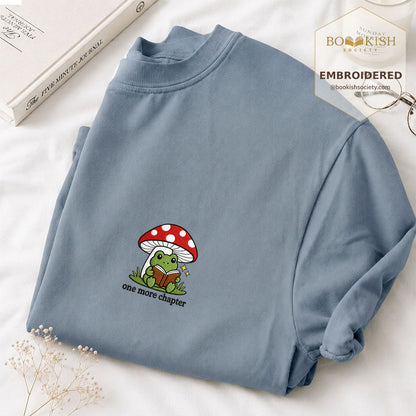 Embroidered One More Chapter Comfort Color ® T-shirt Book Lover Gift Blue Jean