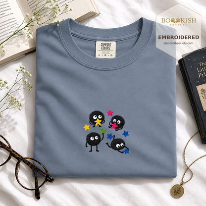Embroidered Sprite Catching Star Candy Comfort Color ® T-shirt Book Lover Gift blue jean