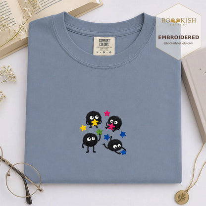 Embroidered Sprite Catching Star Candy Comfort Color ® T-shirt Book Lover Gift blue jean