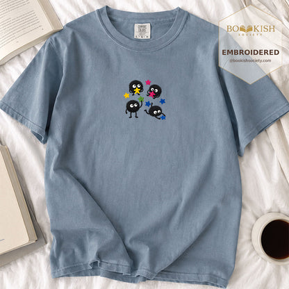 Embroidered Sprite Catching Star Candy Comfort Color ® T-shirt Book Lover Gift blue jean