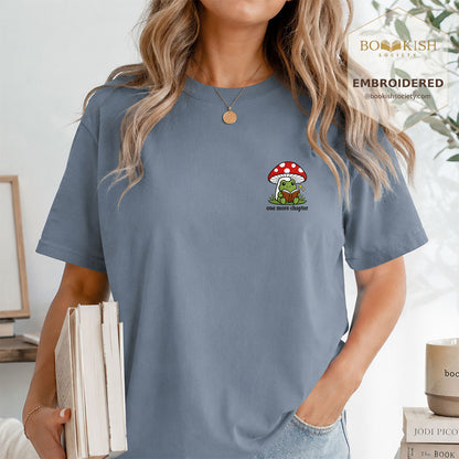 Embroidered One More Chapter Comfort Color ® T-shirt Book Lover Gift Blue Jean