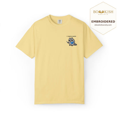 Embroidered I Require Snacks Comfort Color ® T-shirt Book Lover Gift Butter