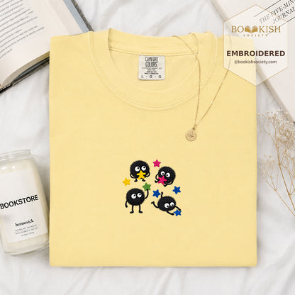Embroidered Sprite Catching Star Candy Comfort Color ® T-shirt Book Lover Gift butter