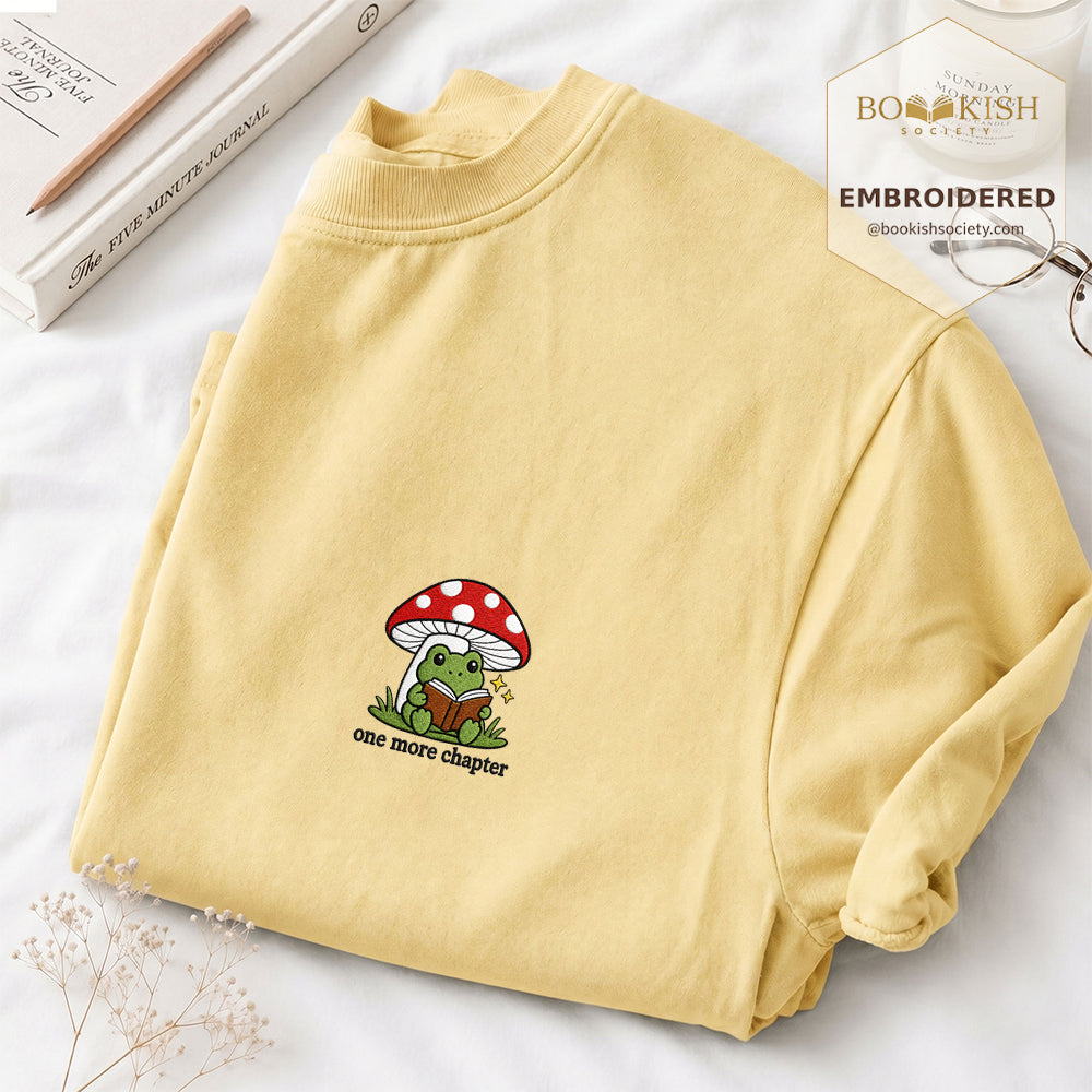 Embroidered One More Chapter Comfort Color ® T-shirt Book Lover Gift Butter