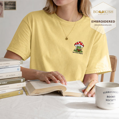 Embroidered One More Chapter Comfort Color ® T-shirt Book Lover Gift Butter