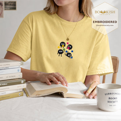 Embroidered Sprite Catching Star Candy Comfort Color ® T-shirt Book Lover Gift butter