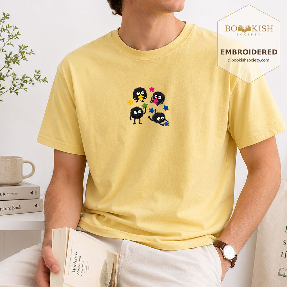 Embroidered Sprite Catching Star Candy Comfort Color ® T-shirt Book Lover Gift butter
