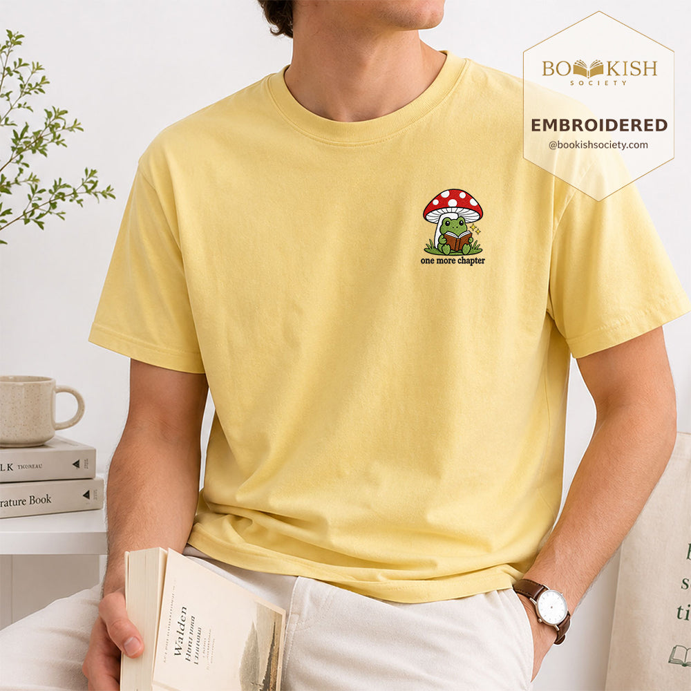 Embroidered One More Chapter Comfort Color ® T-shirt Book Lover Gift Butter