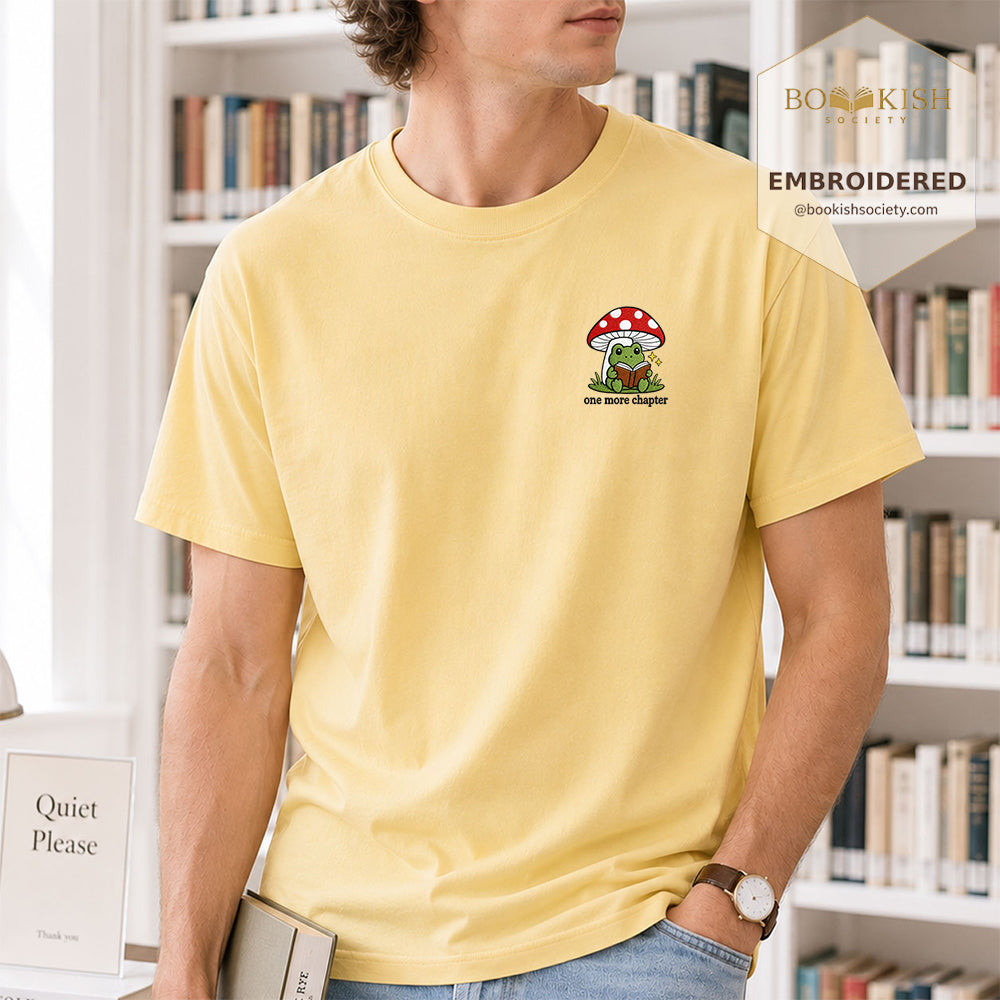Embroidered One More Chapter Comfort Color ® T-shirt Book Lover Gift Butter
