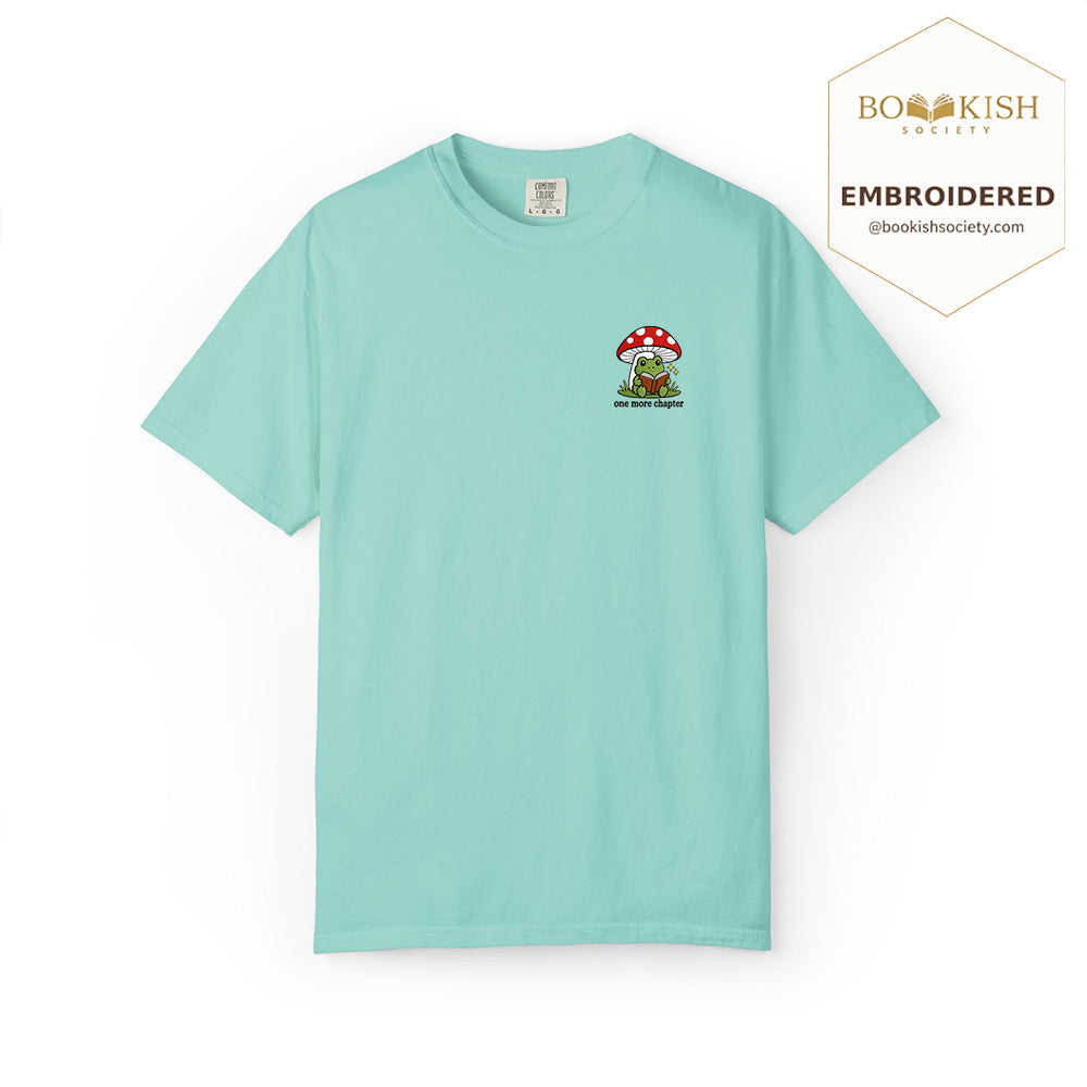 Embroidered One More Chapter Comfort Color ® T-shirt Book Lover Gift Chalky Mint