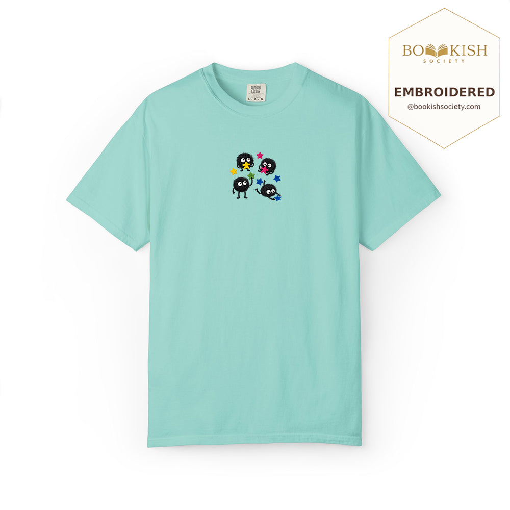 Embroidered Sprite Catching Star Candy Comfort Color ® T-shirt Book Lover Gift chalky mint