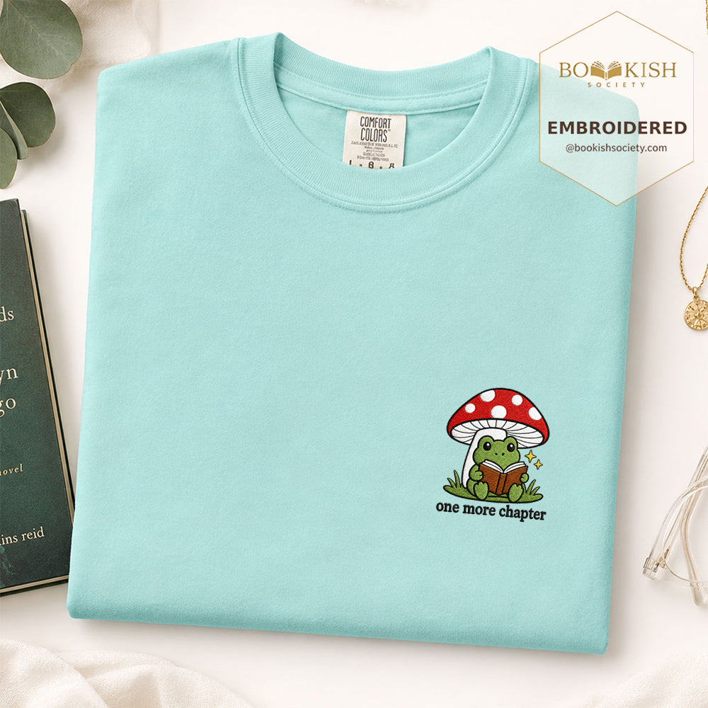 Embroidered One More Chapter Comfort Color ® T-shirt Book Lover Gift Chalky Mint