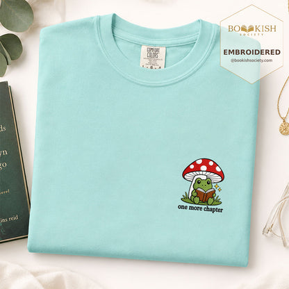 Embroidered One More Chapter Comfort Color ® T-shirt Book Lover Gift Chalky Mint