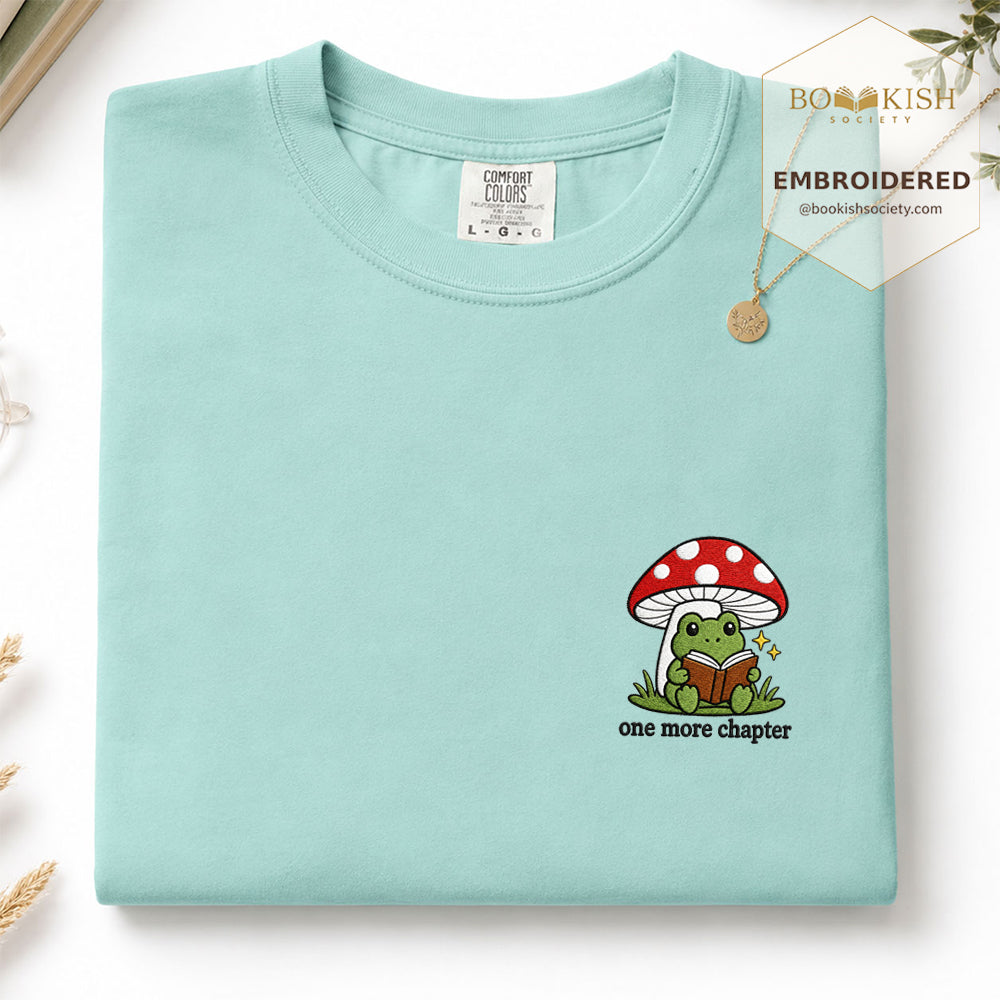 Embroidered One More Chapter Comfort Color ® T-shirt Book Lover Gift Chalky Mint