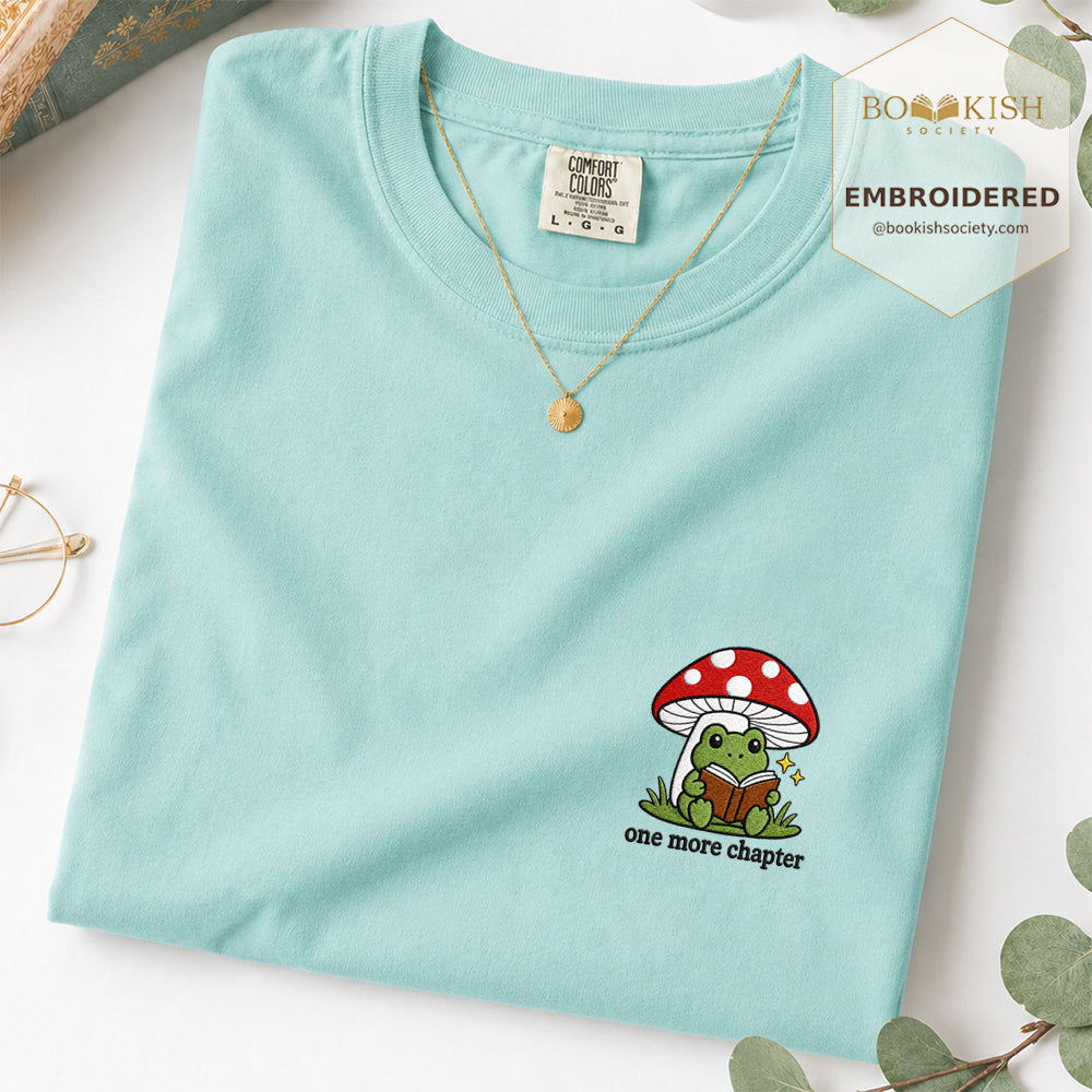 Embroidered One More Chapter Comfort Color ® T-shirt Book Lover Gift Chalky Mint