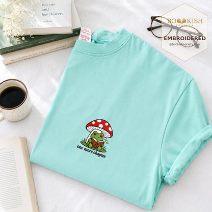 Embroidered One More Chapter Comfort Color ® T-shirt Book Lover Gift Chalky Mint
