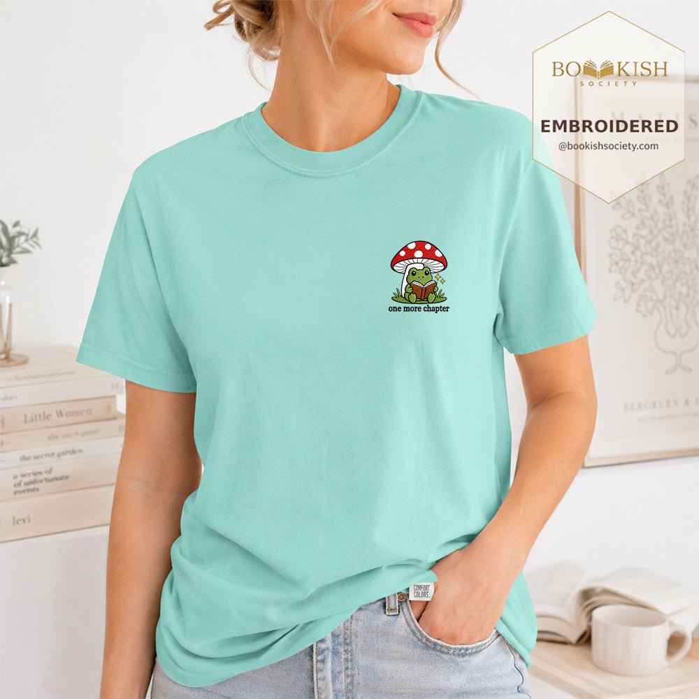 Embroidered One More Chapter Comfort Color ® T-shirt Book Lover Gift Chalky Mint