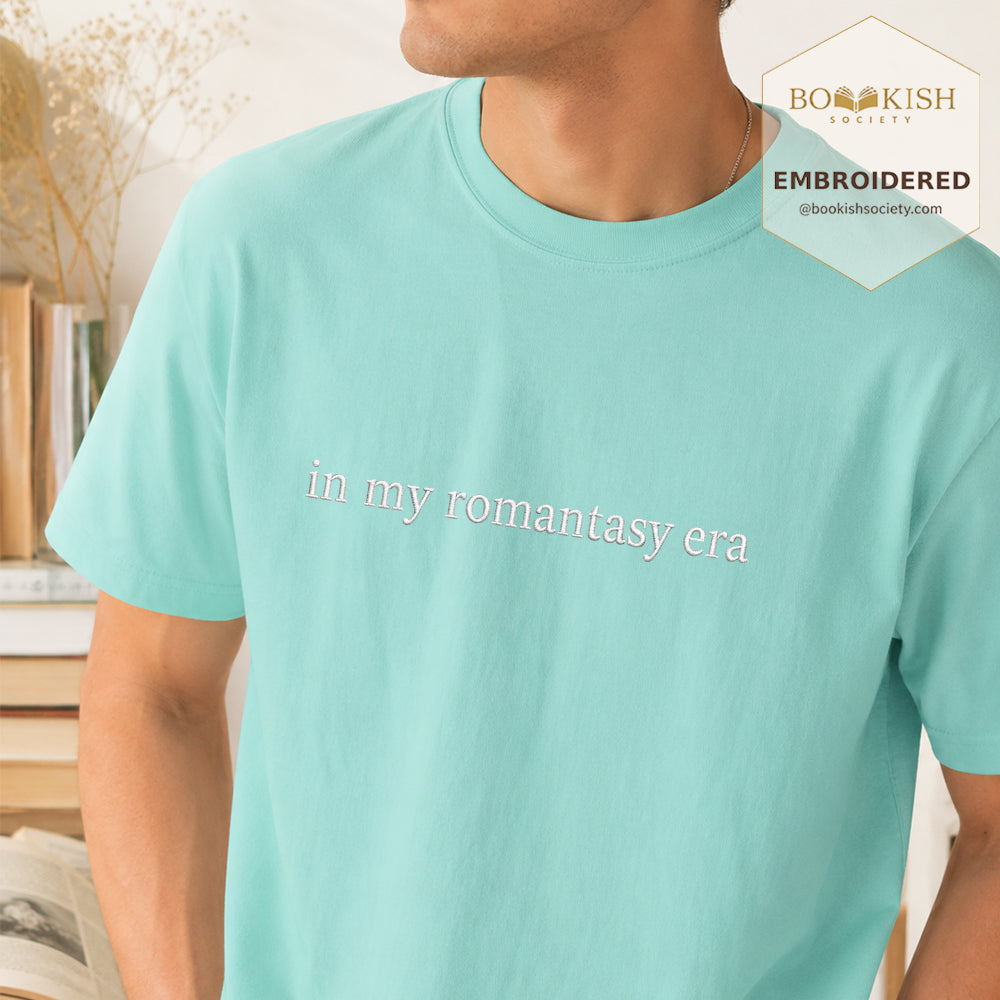 Embroidered in my fantasy romance era Comfort Color ® T-shirt Book Lover Gift Chalky Mint